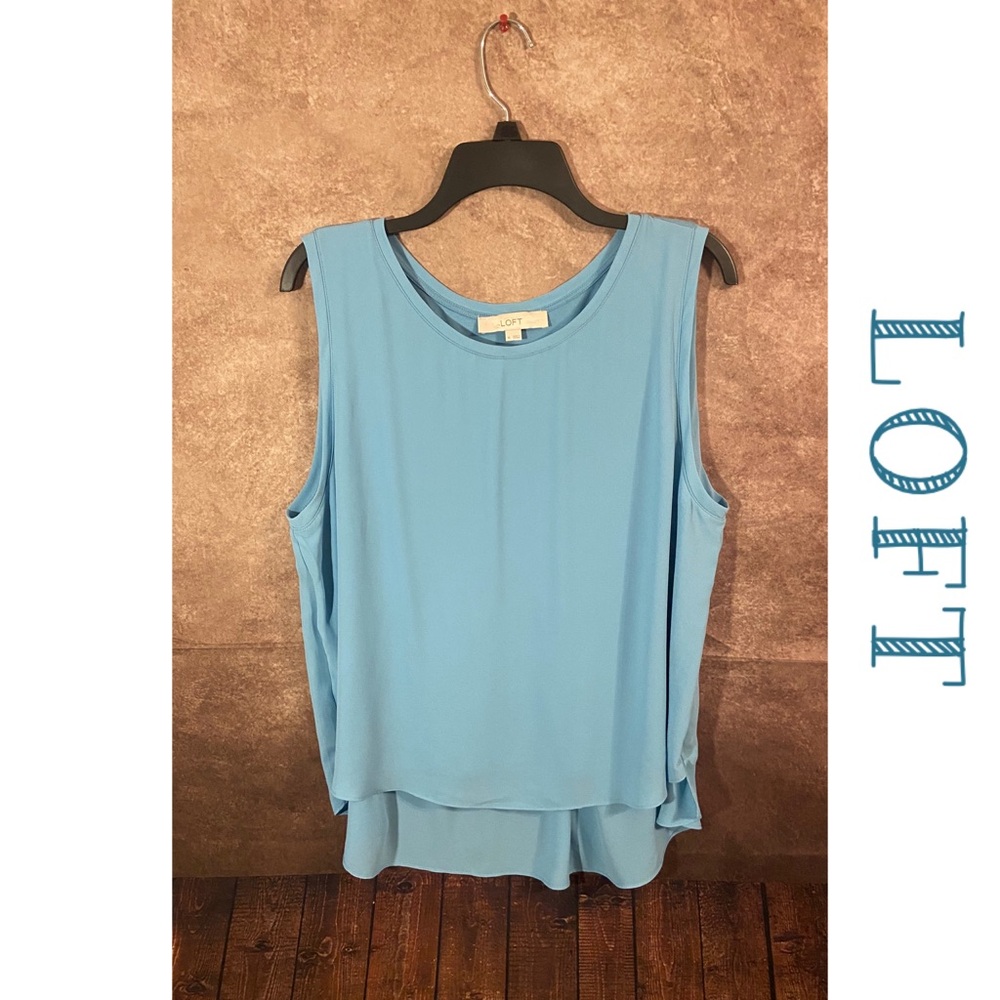 LOFT sleeveless blouse/shell/tank-medium turquoise blue color-size XL-EUC